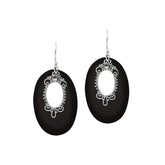 AE-1180-SH.B Sterling Silver Oval Shape Earring With Black Shell Jewelry Bali Designs Inc